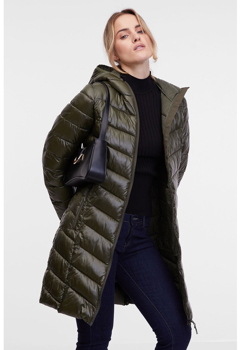 Geaca matlasata cu buzunare laterale - Kaki inchis