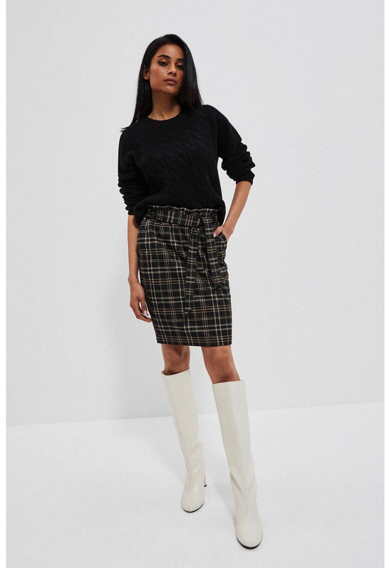 Fusta in carouri cu legare - Negru