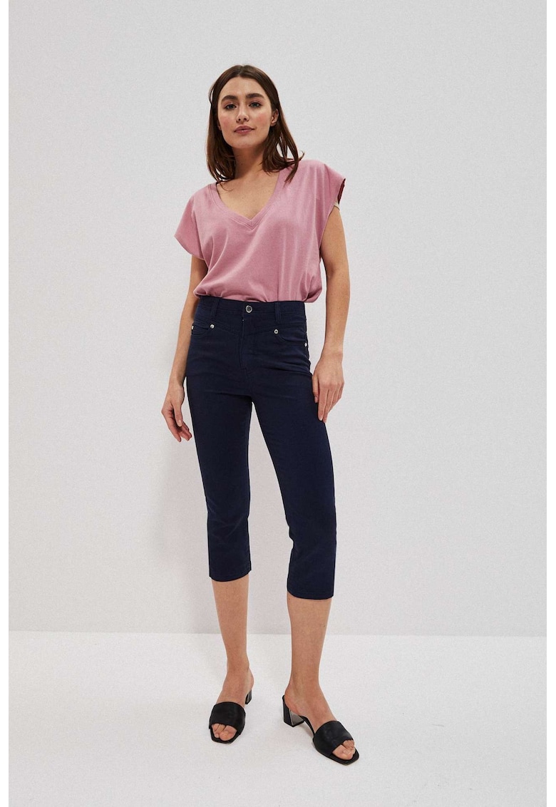 Pantaloni scurti din lyocell bleumarin - Bleumarin