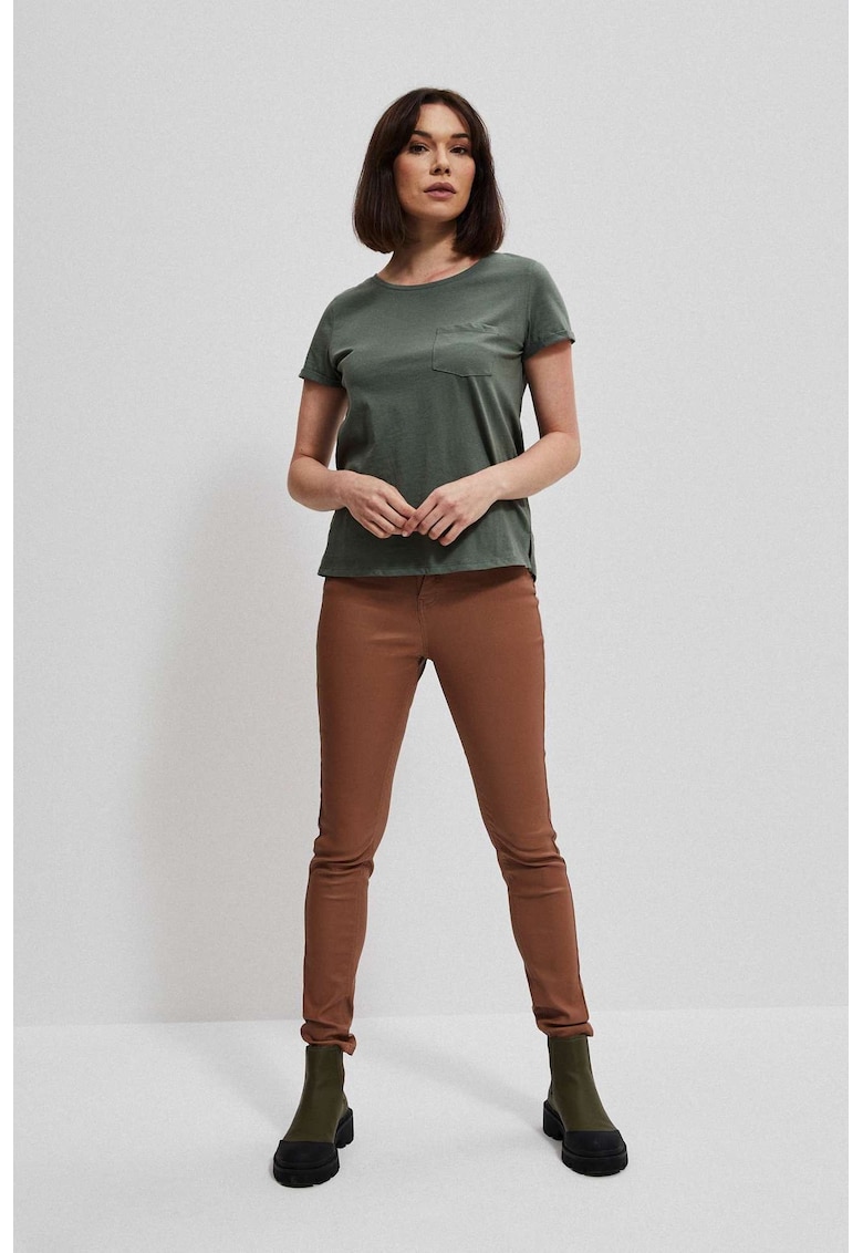 Pantaloni skinny din material ceruit cafea - Maro deschis