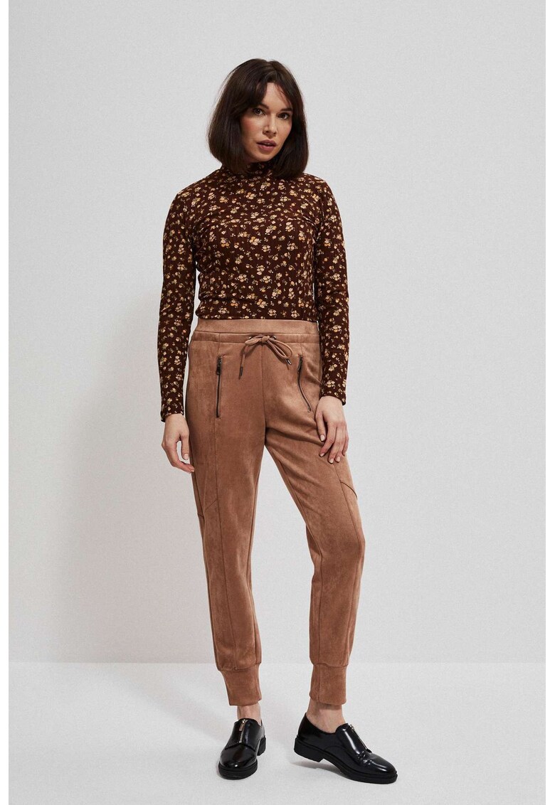 Pantaloni de trening cu buzunare cu fermoar cafea - Maro deschis