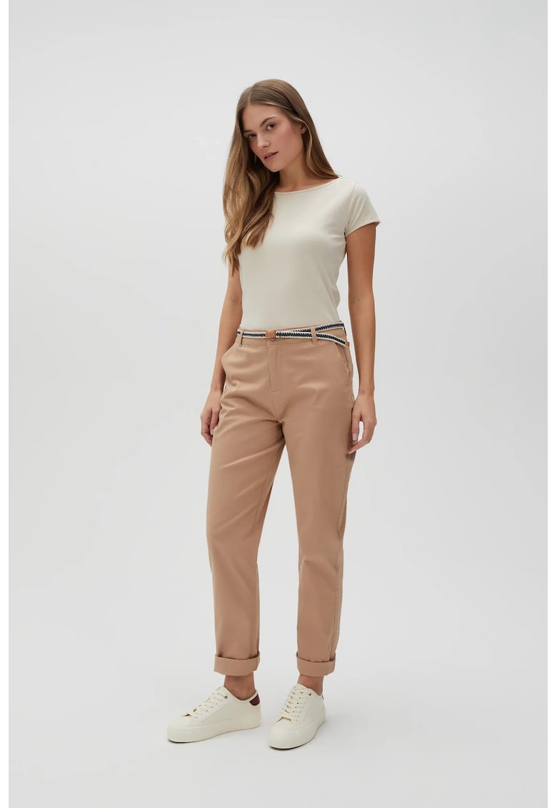 Pantaloni bej din bumbac - Maro deschis