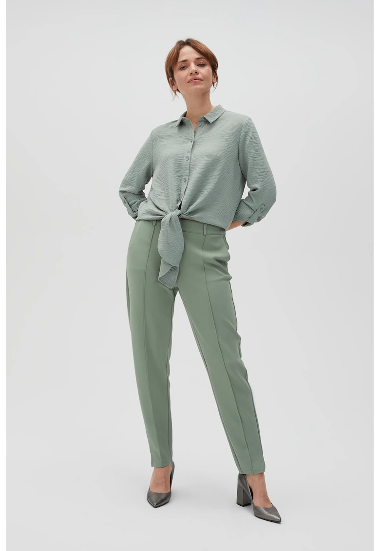 Pantaloni verzi maslinii cu mansete - Verde