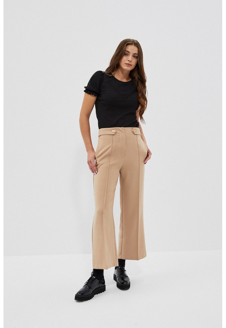 Pantaloni bej cu pliuri - Bej