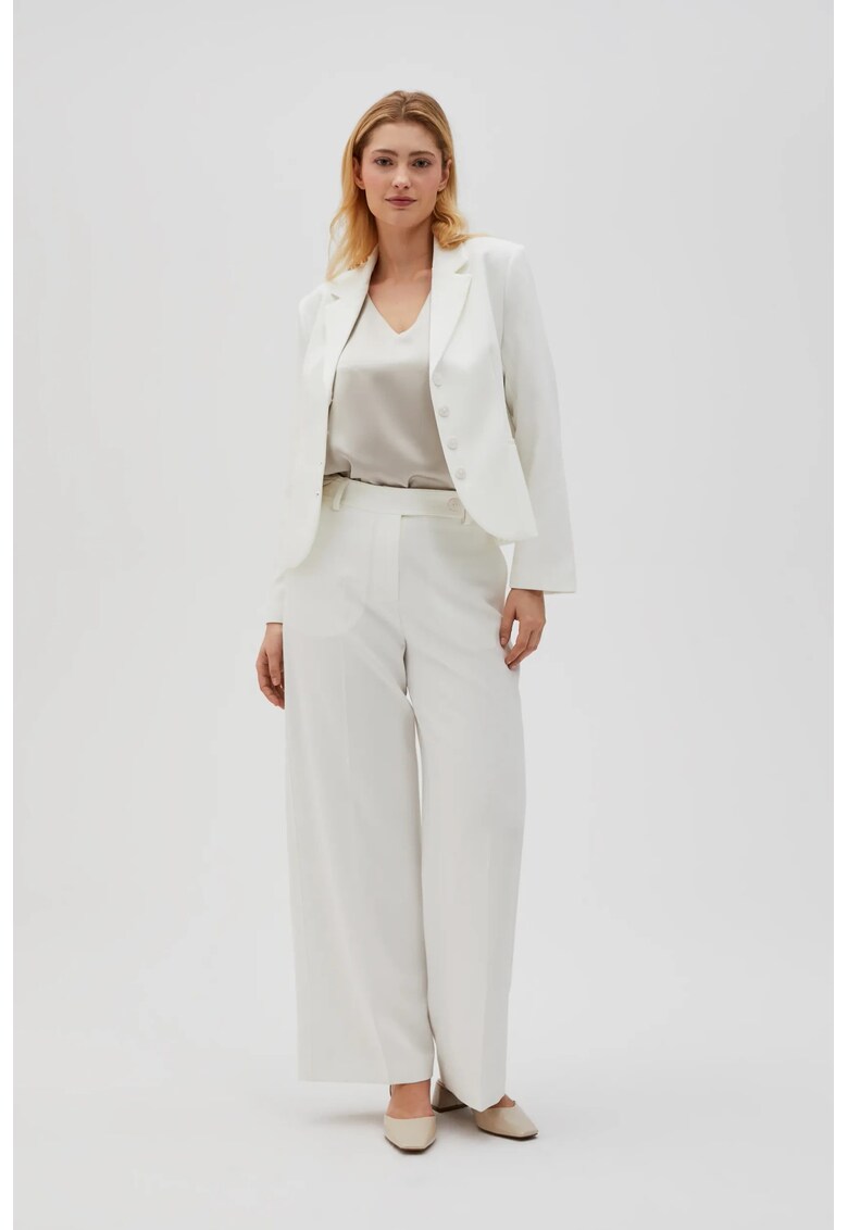 Pantaloni albi cu picioare late - Alb murdar