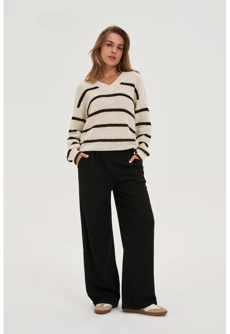 Pantaloni eleganti cu picioare wide negre - Negru