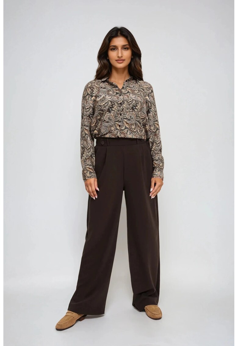 Pantaloni Eleganti cu Picioare Largi Maro - Maro