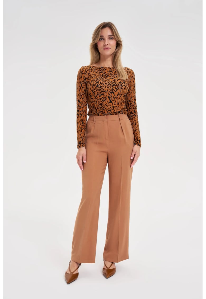 Pantaloni camel din viscoza - Maro camel