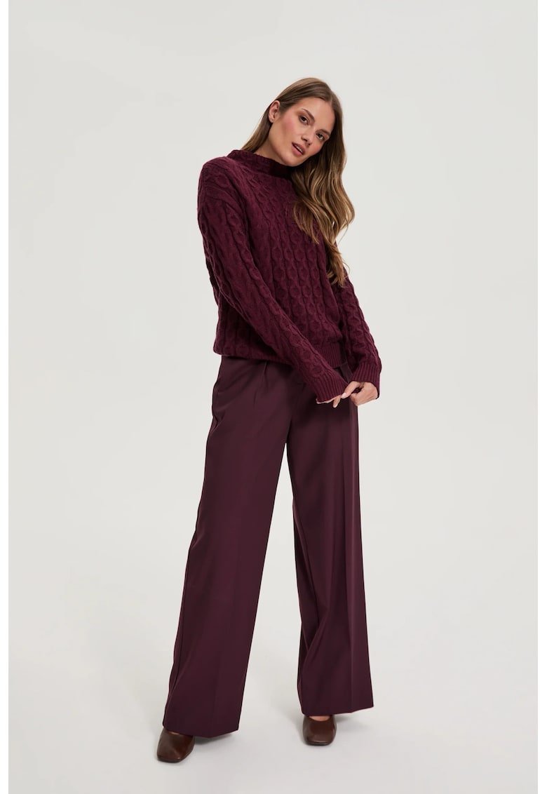 Pantaloni burgund cu curea - Bordeaux