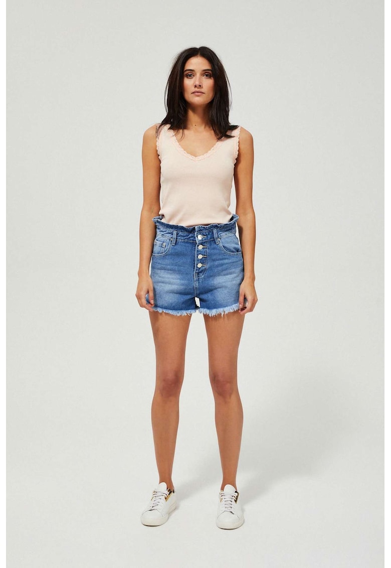 Sorturi denim talie înalt - BLUE