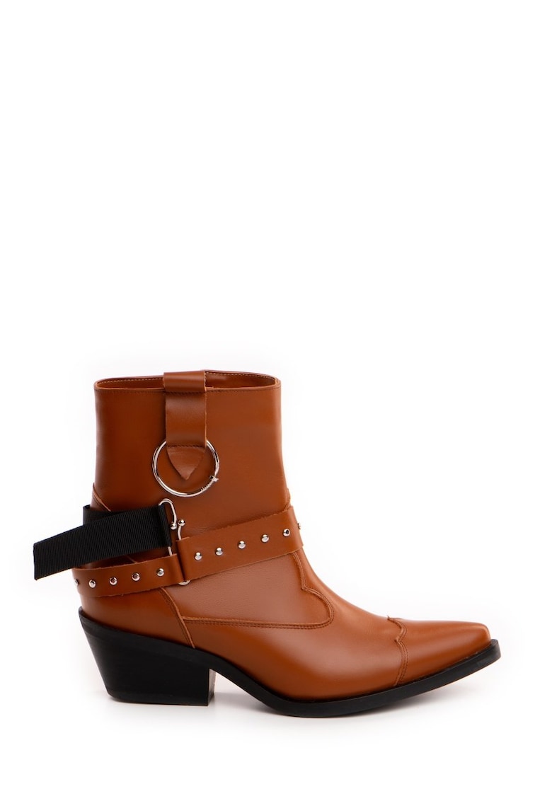 Ciocate Elektra cu toc mic - piele naturala maro