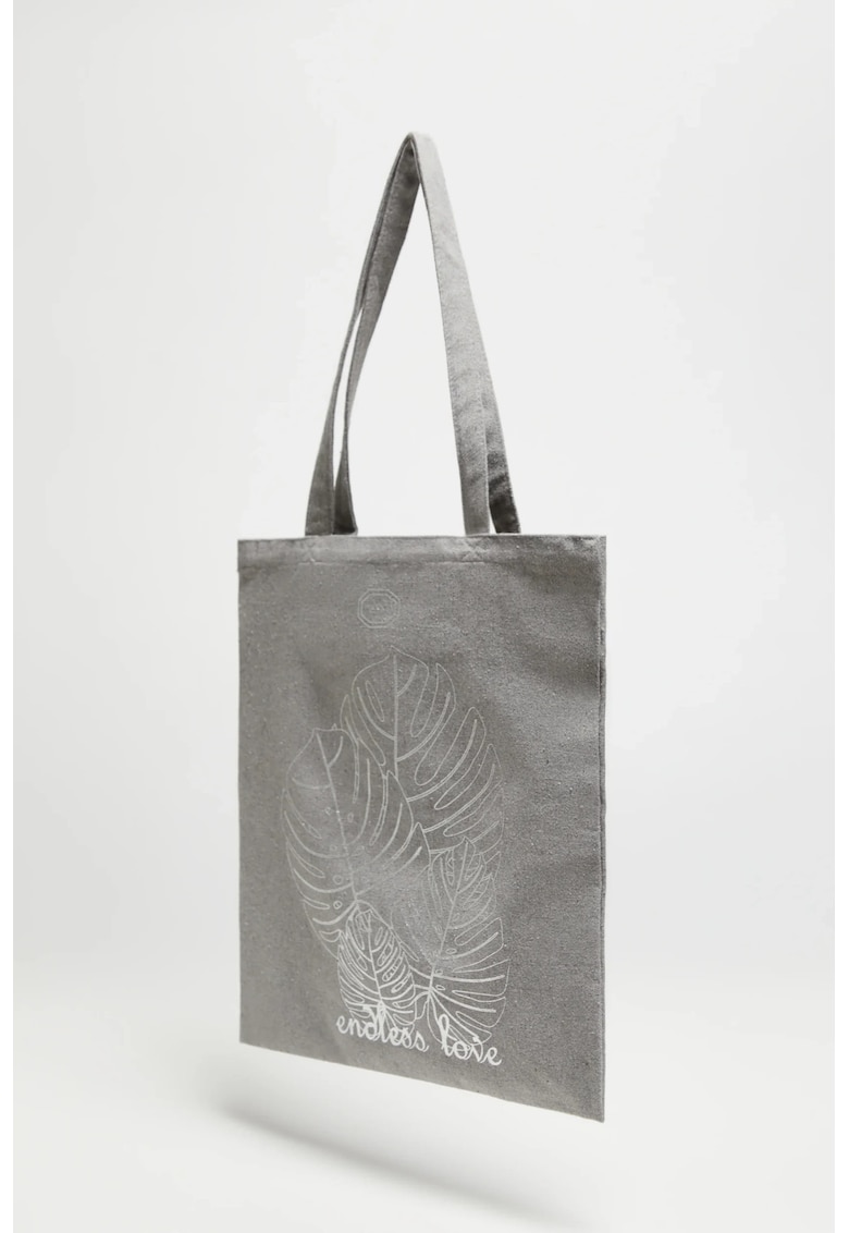 Geanta shopper gri cu imprimeu ONE SIZE