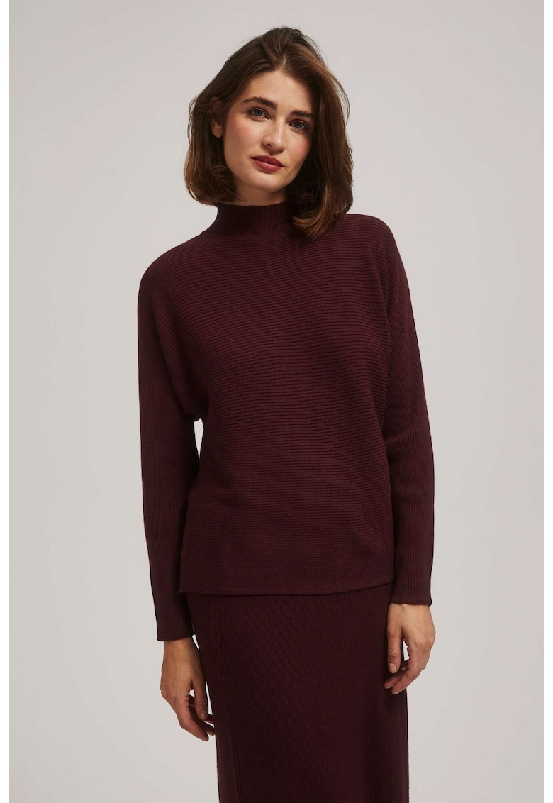 Pulover tip batwing cu guler - Maro inchis