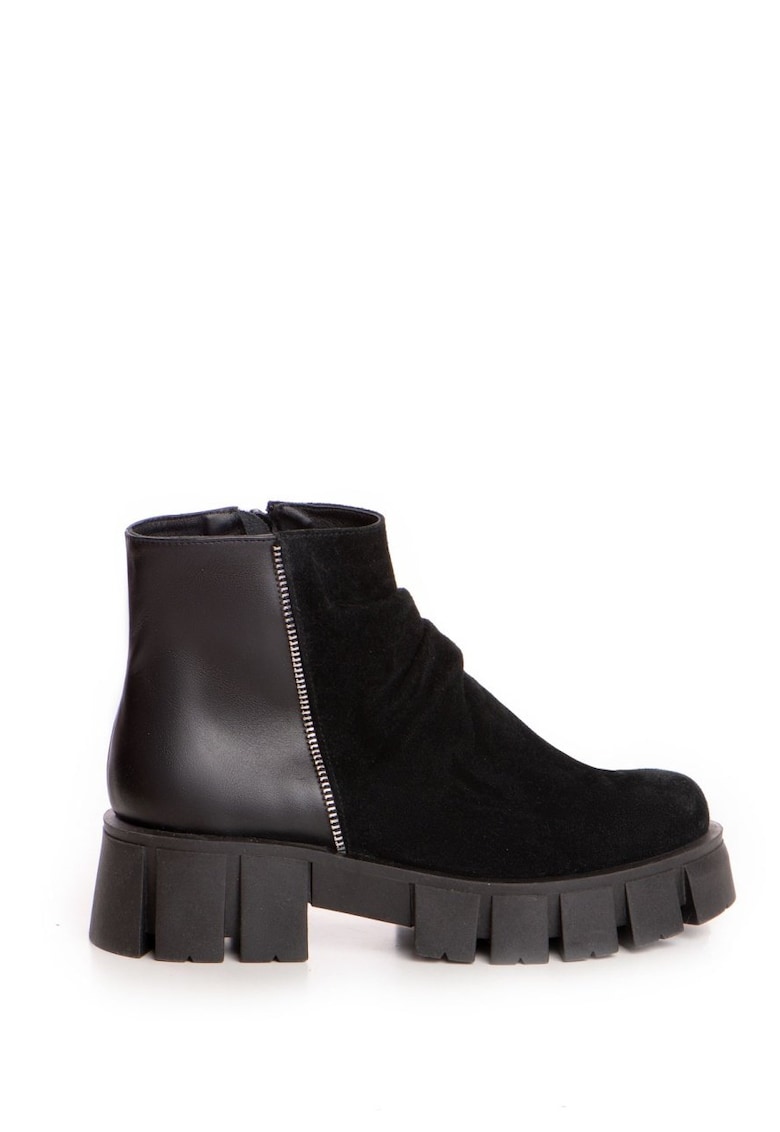 Ghete Hanoi Piele Neteda si Intoarsa cu accesoriu tip fermoar