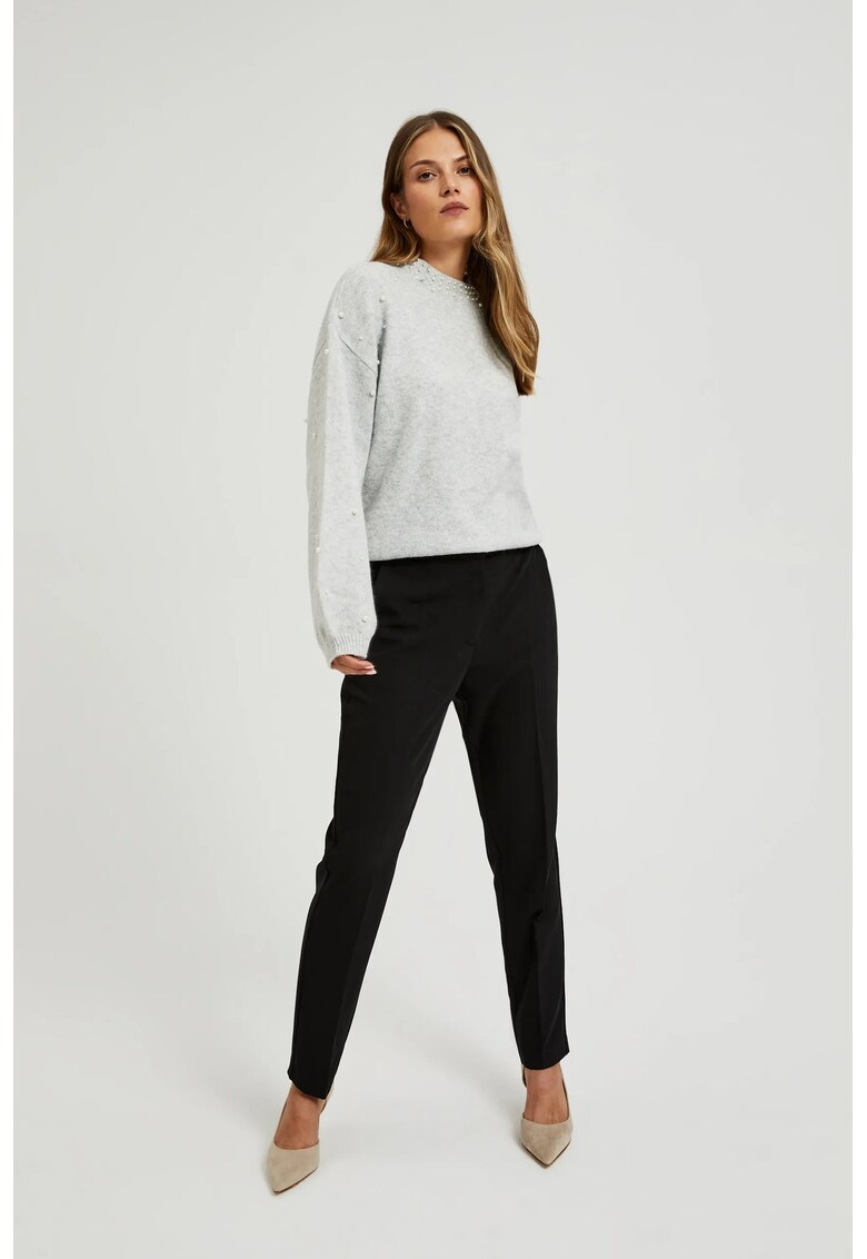 Pantaloni eleganti negri cu picioare ingustate - Negru