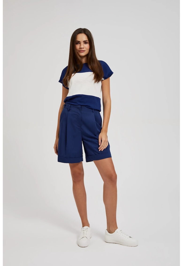 Shorts pana la genunchi albastra inchisa - Negru