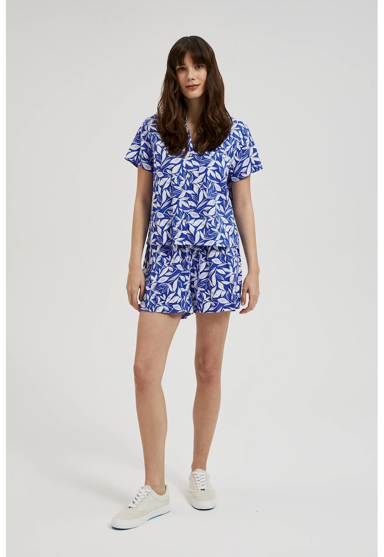 Sorturi din in cu model floral - albastre - Albastru