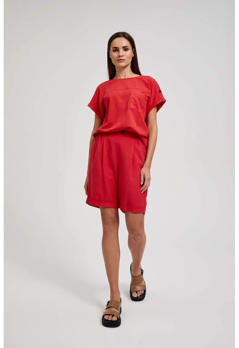 Shorts din vascoza rosii - Rosu