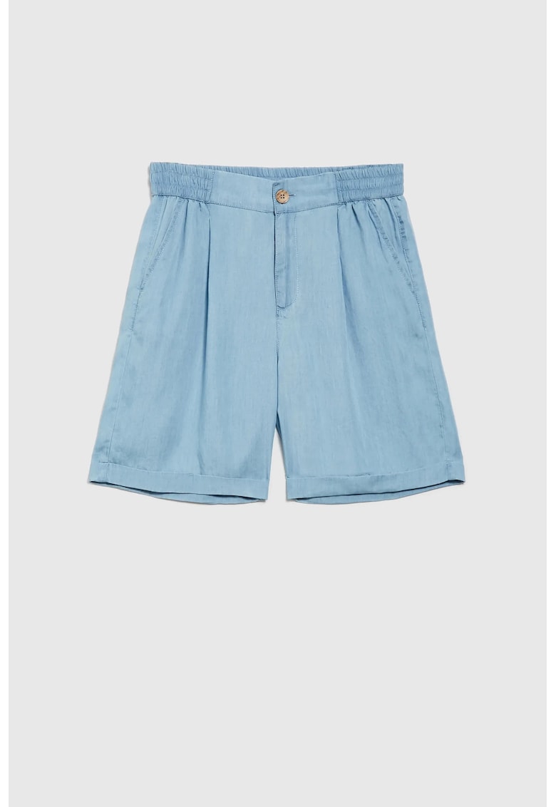 Shorts din lyocell bleu - BLUE