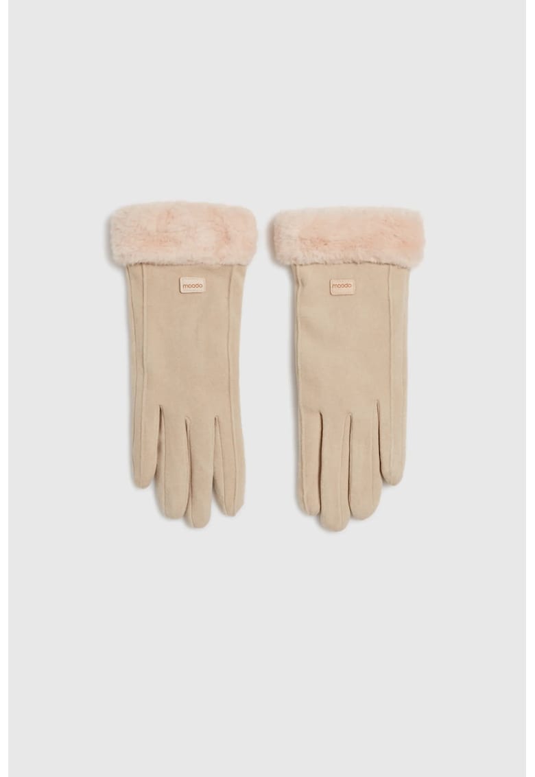Manusi Decorate cu Blana Faux Bej ONE SIZE