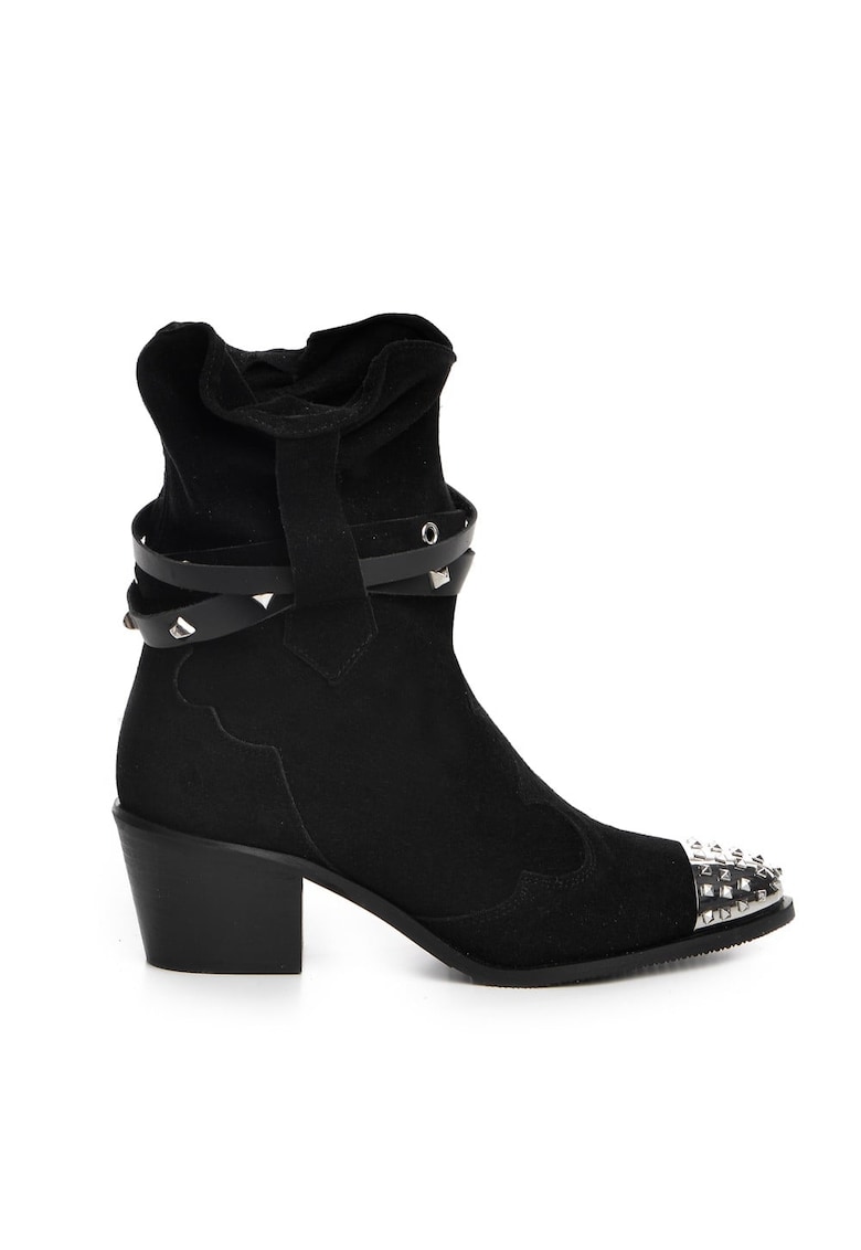 Botine cowboy din piele intoarsa - decorate cu tinte metalice Sesame