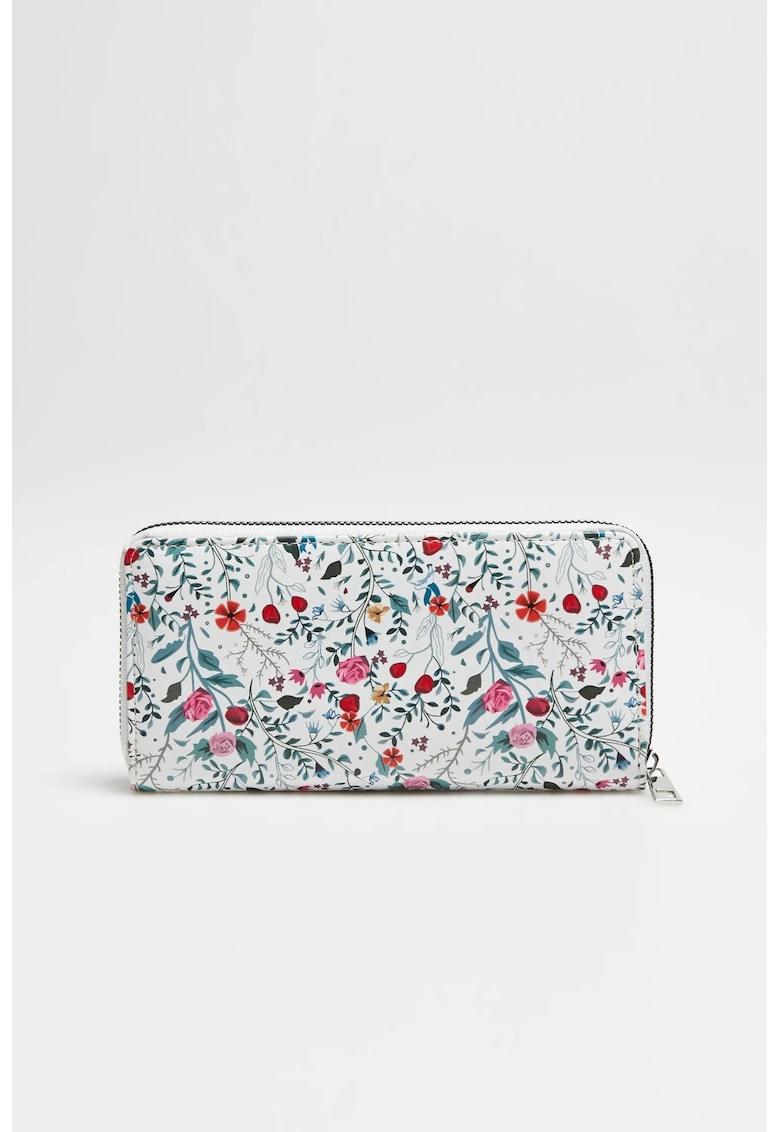 Portofel alb cu imprimeu floral ONE SIZE