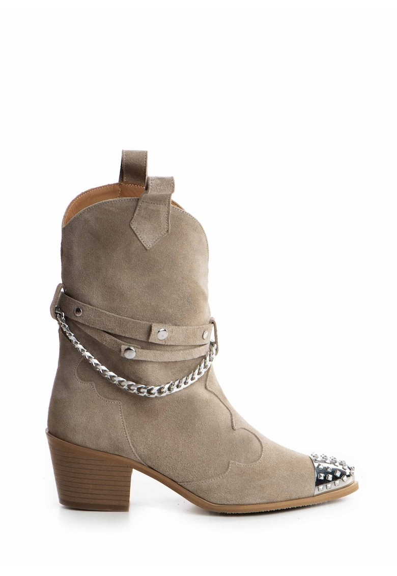 Ciocate Aryan piele intoarsa nude nisipiu cu accesorii argintii