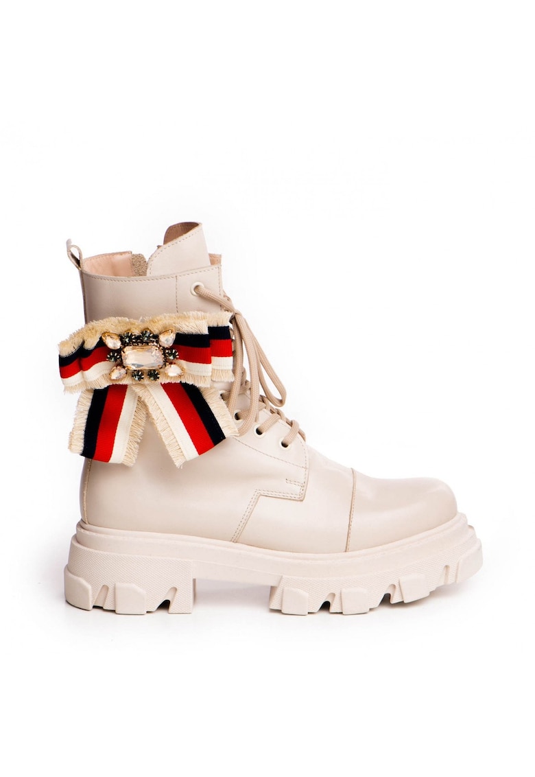 Bocanci din piele cu funda decorativa Oslo