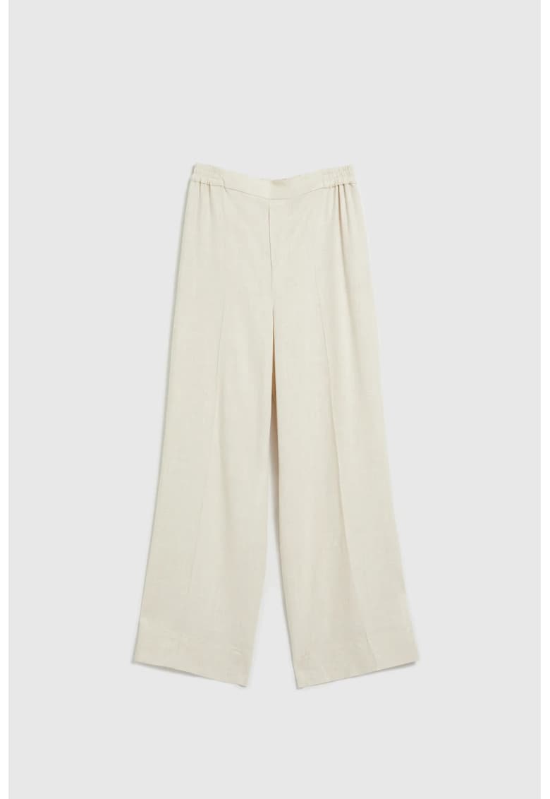 Pantaloni largi din in bej - Bej