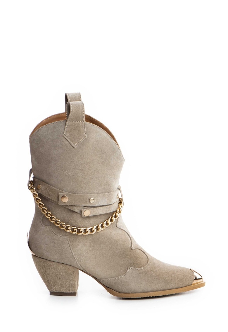 Ciocate Bushra piele intoarsa nude de dama cu accesorii aurii