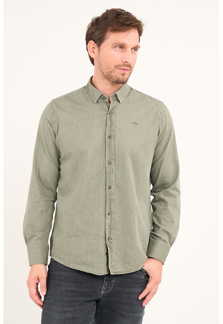 Camasa de bumbac cu maneci lungi - Grej