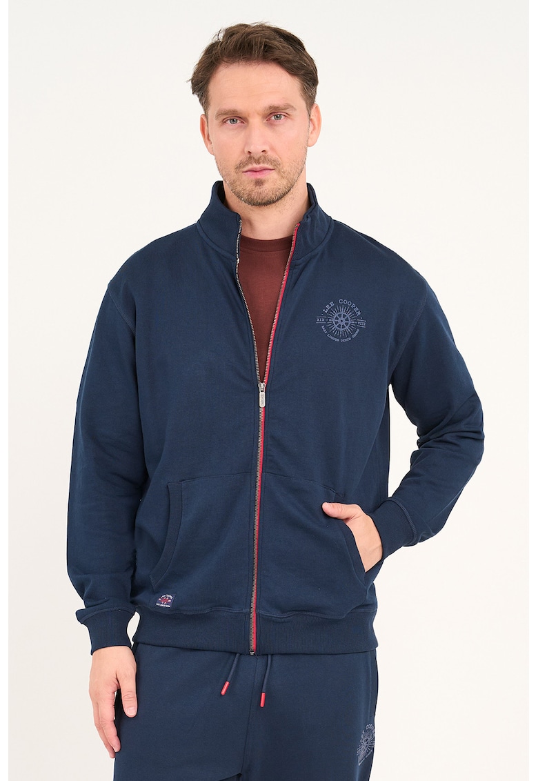 Bluza de trening cu logo - fermoar si guler mediu