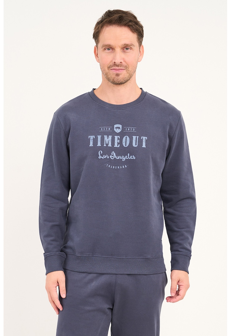 Bluza de trening cu logo si decolteu rotund