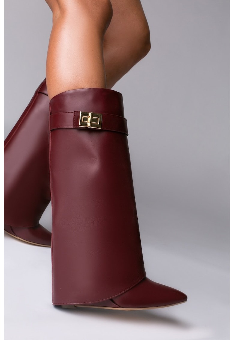 Cizme Morrigan cu toc pana - piele naturala - burgundy