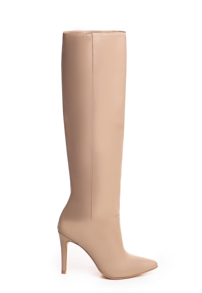 Cizme Savanna Shade cu toc inalt - piele naturala de culoare grej