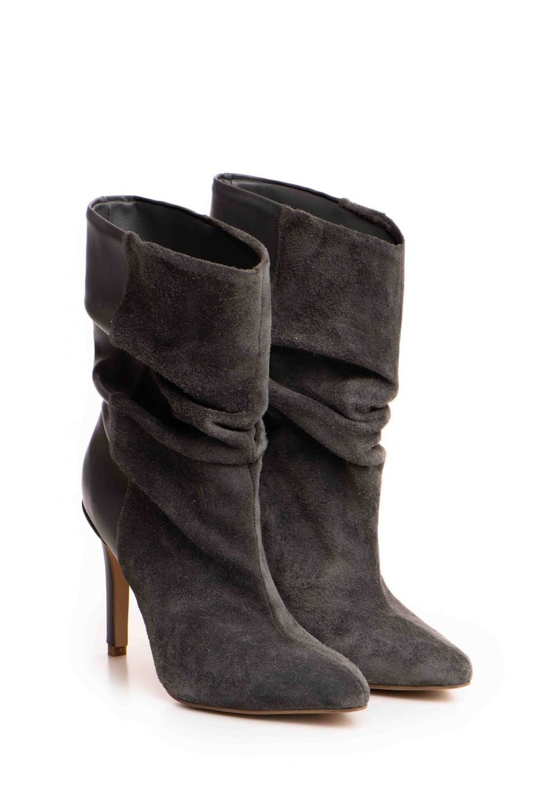 Cizme Fantasia piele naturala intoarsa si piele neteda culoare gri