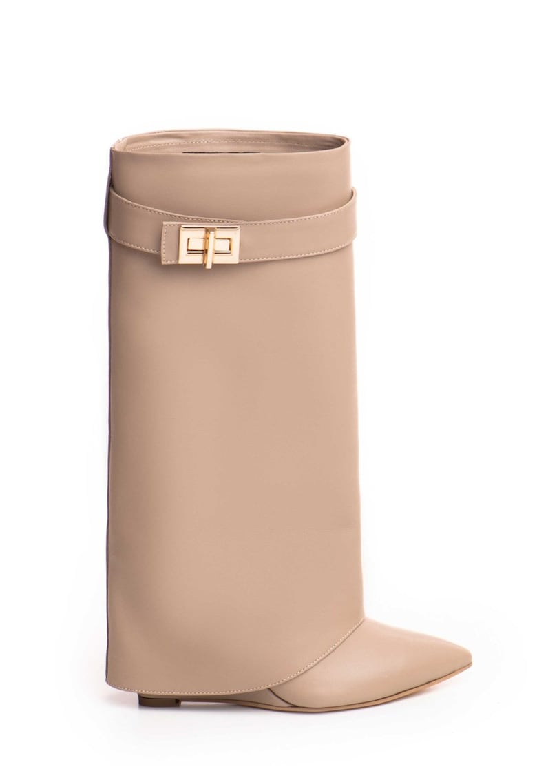 Cizme Morrigan cu toc pana - piele naturala - grej