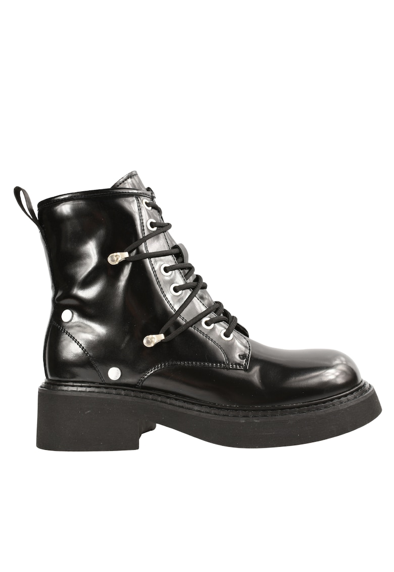 Bocanci casual - dama - WB70006A negru - piele lacuita - toc