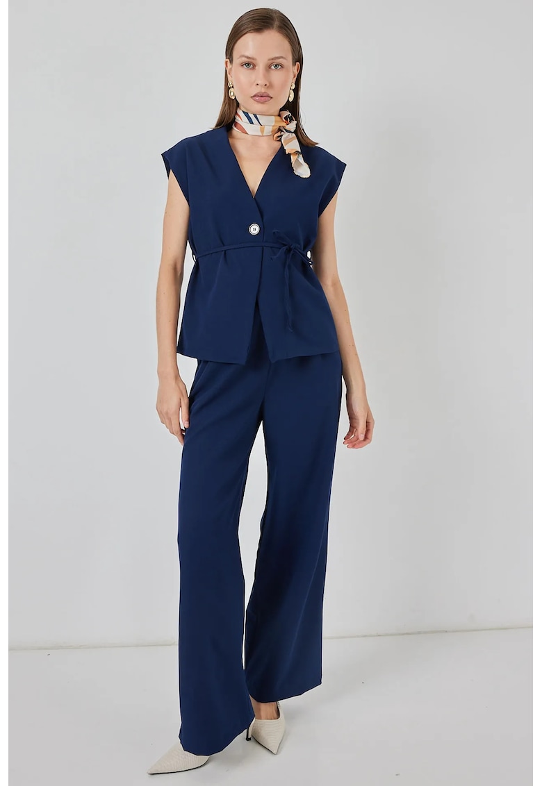 Set coordonat HiCCUP - decolteu in V - albastru textil