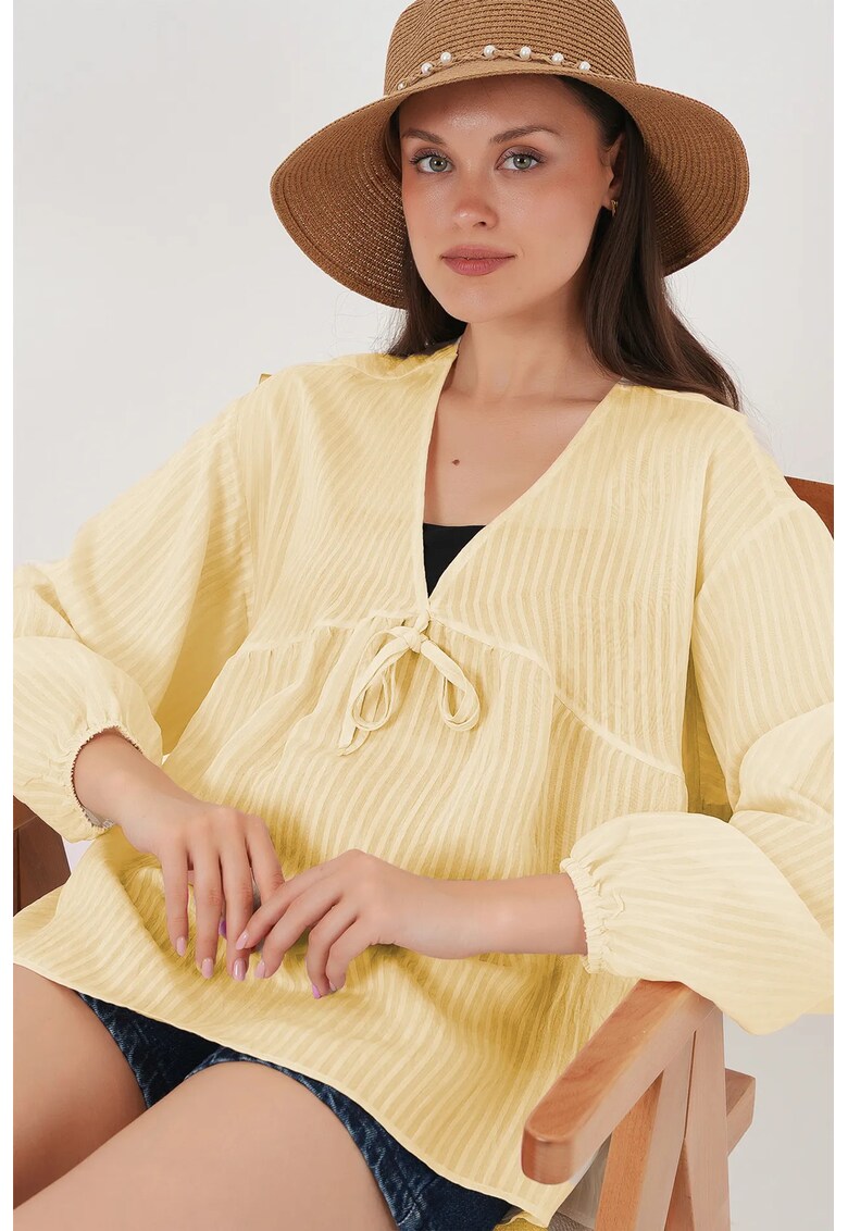 Bluza dama - HiCCUP - cu decolteu in V - galben chihlimbar