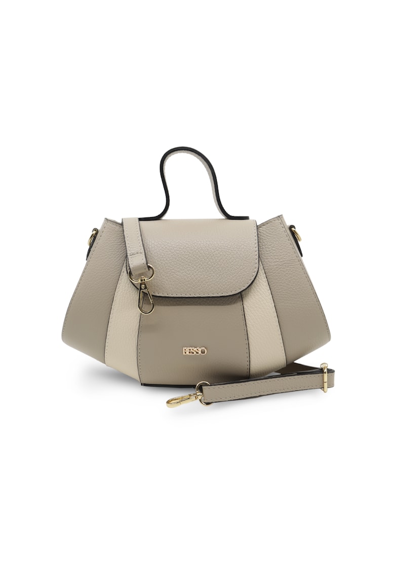 Geanta de mana din piele naturala Fiaba Moderna - Gri