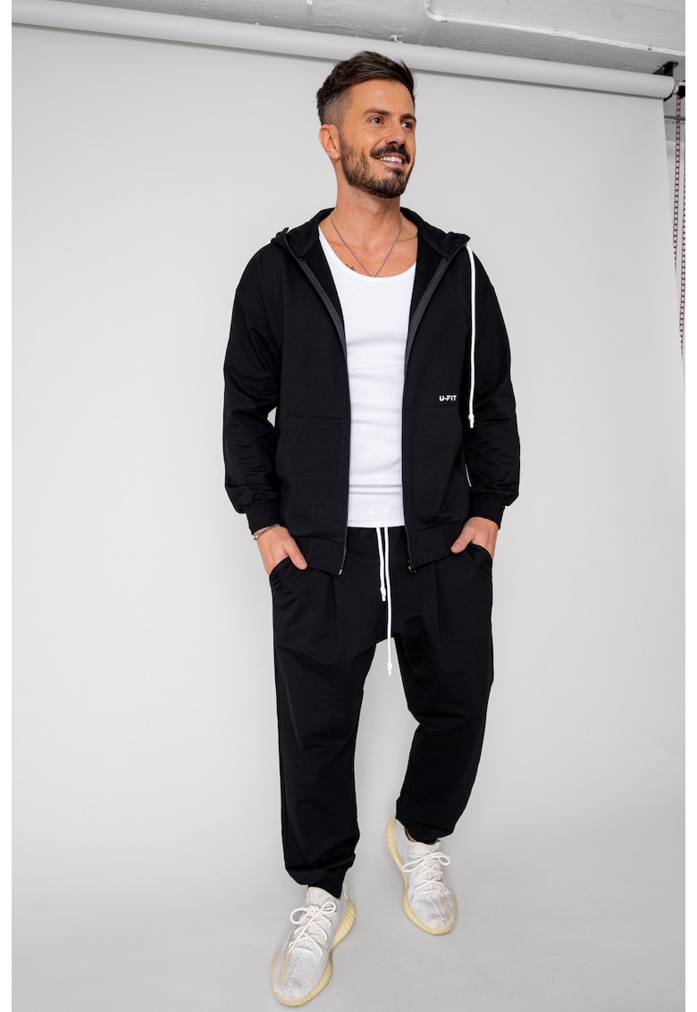 Set Neo hanorac cu fermoar si pantalon Baggy Black New 19209