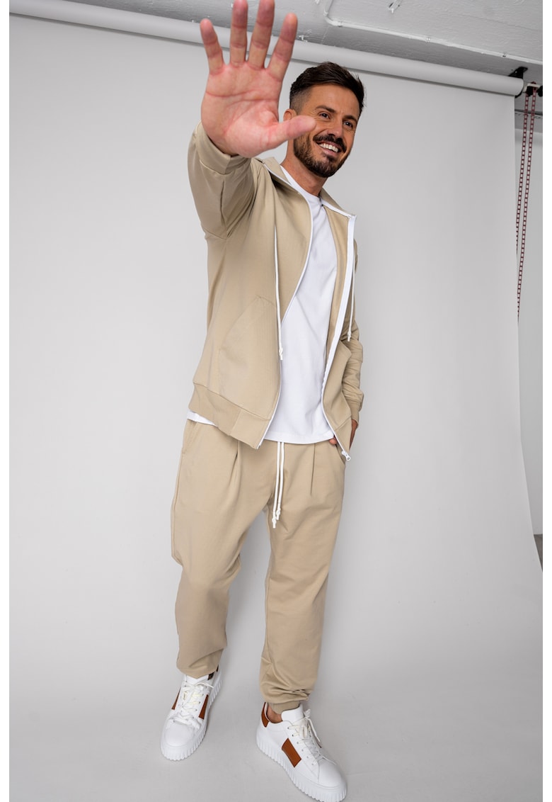 Set Neo hanorac cu fermoar si pantalon Baggy Dusty Grey New 19219