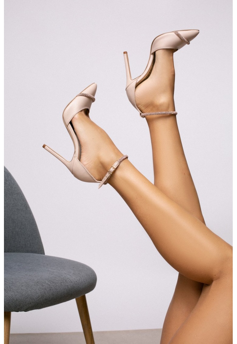 Pantofi Stiletto cu toc Dominique piele naturala - bej deschis