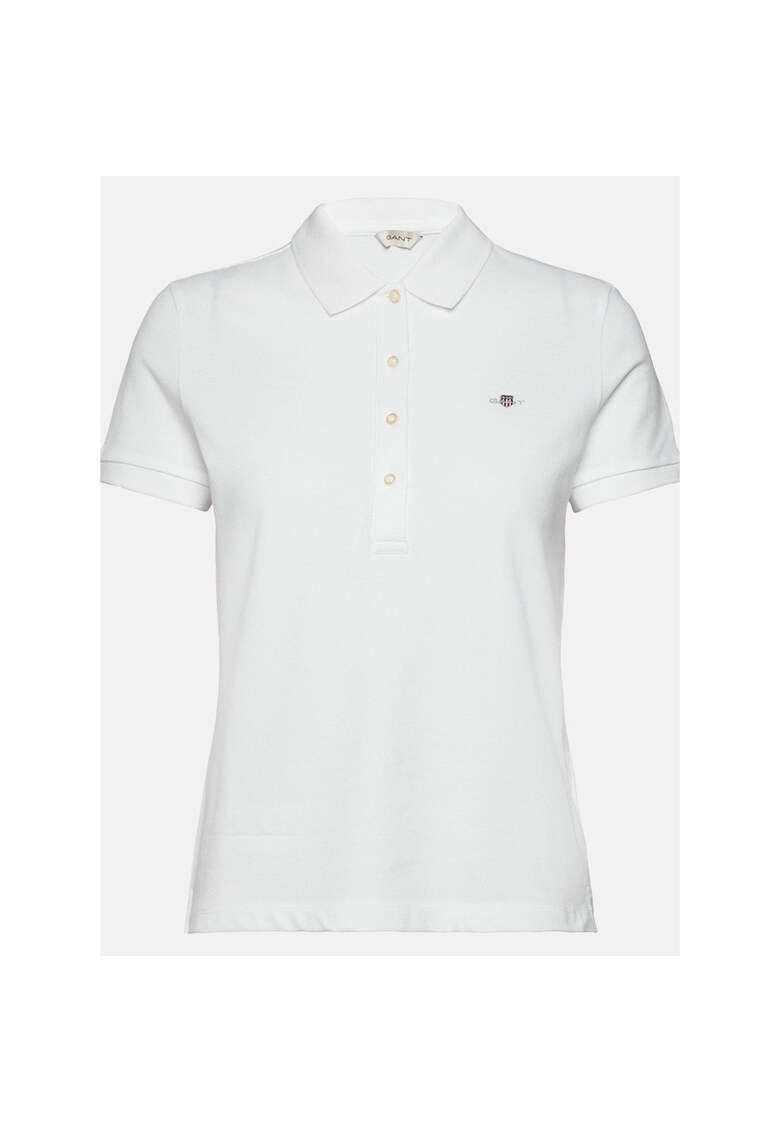 Tricou polo dama - Alb - Bumbac - Logo Brodat 2285 - Alb