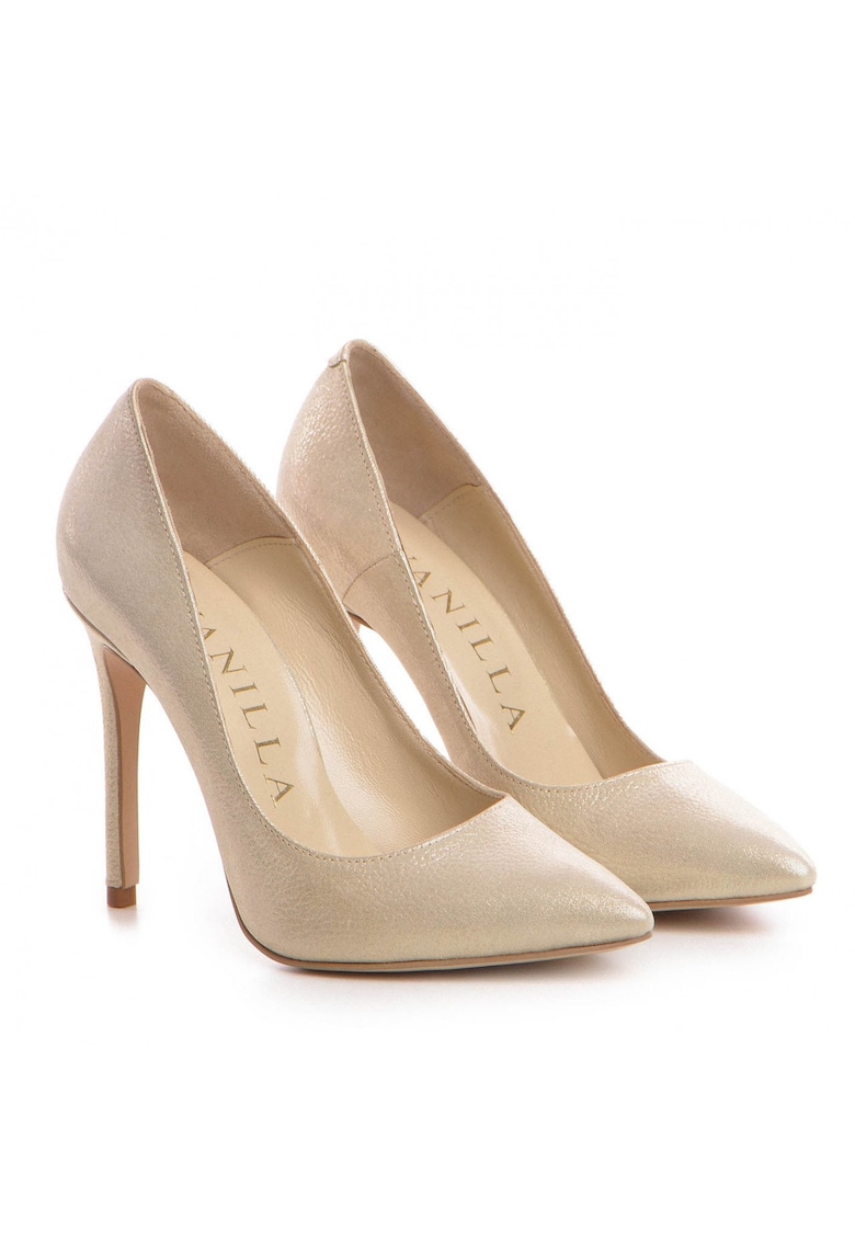 Pantofi Stiletto cu toc Corina Piele bizonata - aurii