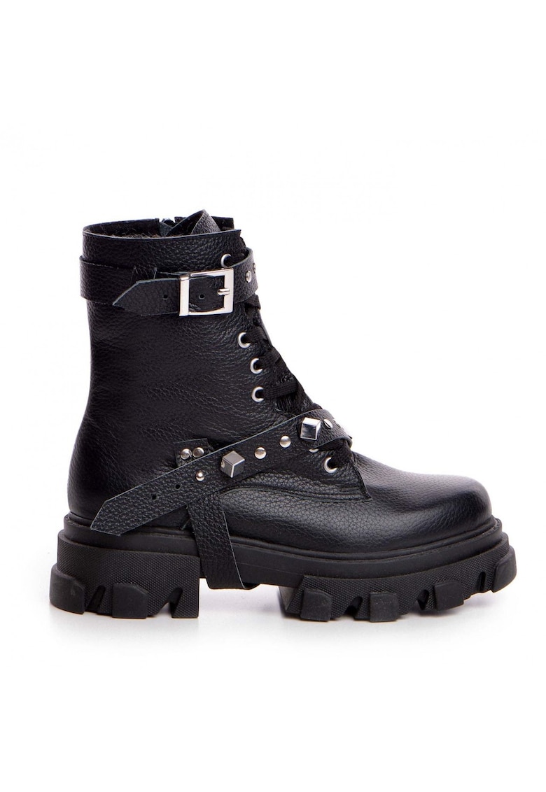 Bocanci din piele texturata Berta