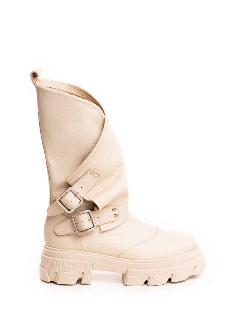 Bocanci Oman piele cu textura bizonata culoare unt