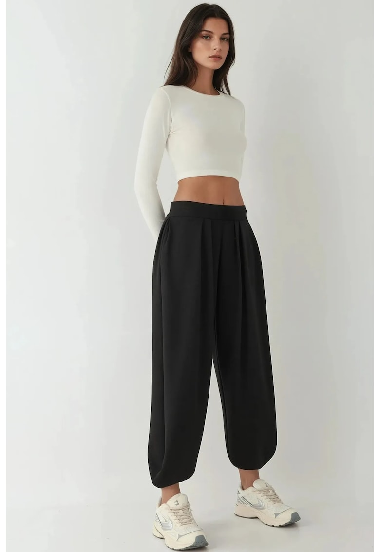 Pantaloni dama Pantaloni Salwar - buzunare - negru - textil