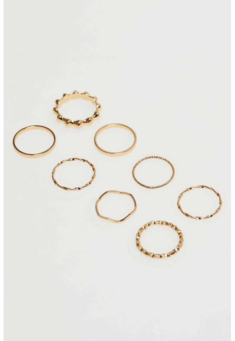 Set de inele delicatesa aurii 8 piese - forme diferite - ONE SIZE